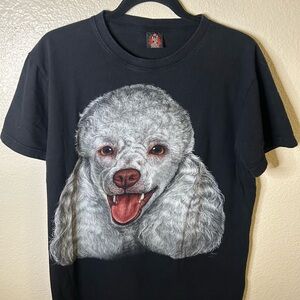 The Mountain Black T-Shirt with White Dog Graphic